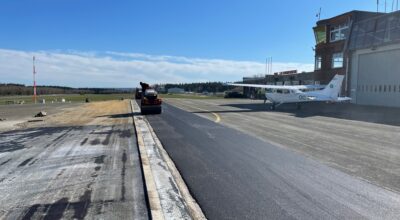 Réouverture de l'aérodrome - la pose des revêtements hydrocarbonés est terminée !
